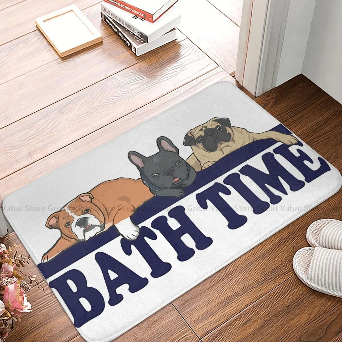 French Bulldogs Pet Dogs Animal Bath Non-Slip Carpet Bath Time Bedroom Mat Welcome Doormat Floor Decor Rug