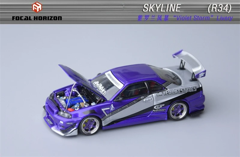 

(Pre-Order) Focal Horizon FH 1:64 Skyline GTR R34 Ryohe's Gifted "Violet Storm" Limited999 Diecast Collector's Vehicle Model Car