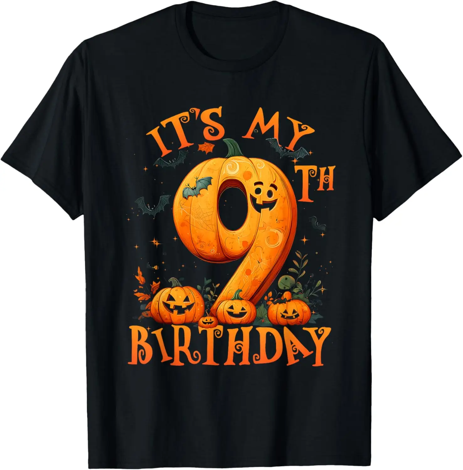 Boo It's My 9th Birthday Halloween Pumpkin 9 Years Old T-Shirt