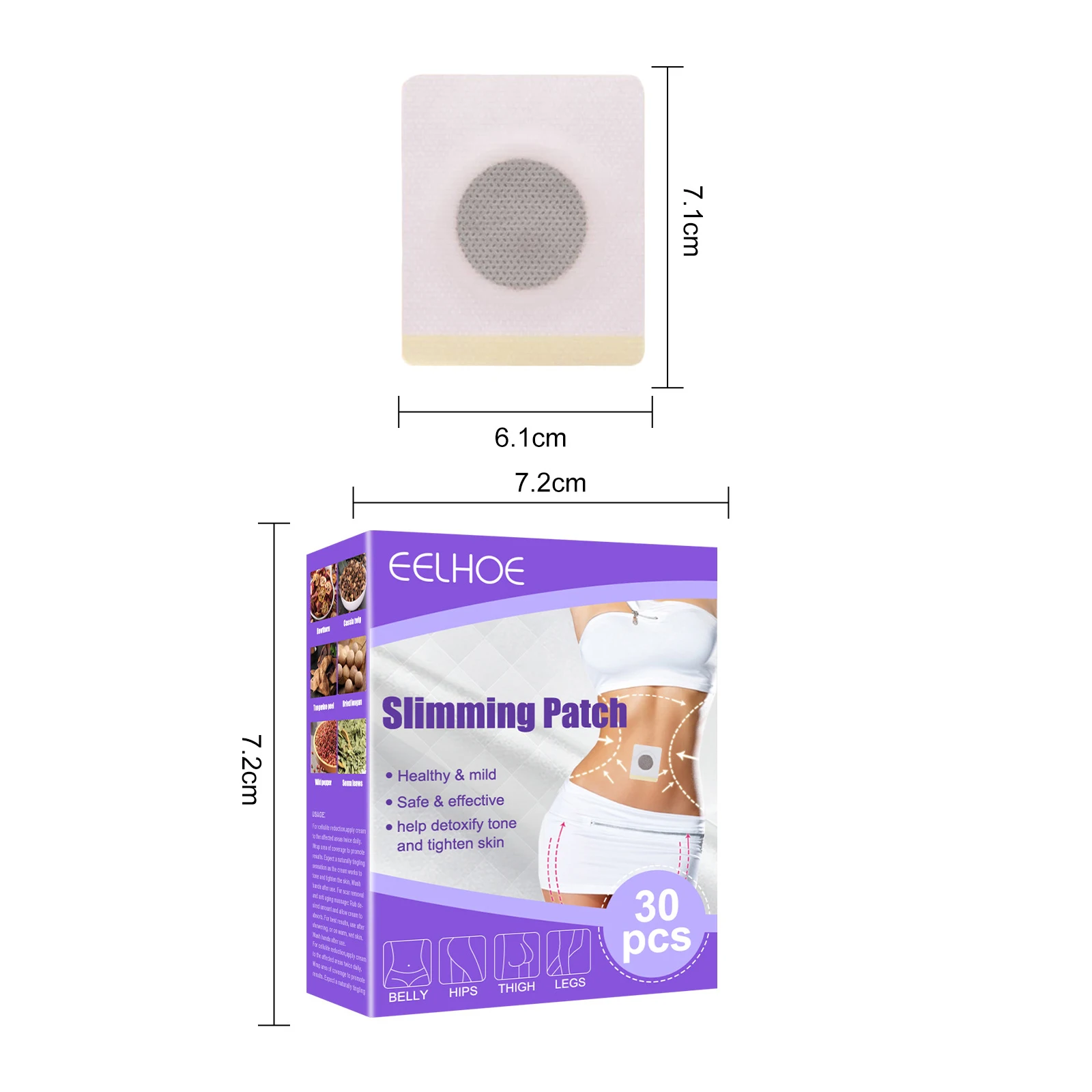 60p EELHOE Belly Slimming Patch Fast Burning Fat Lose Weight Detox Abdominal Navel Sticker Dampness-Evil Removal Improve Stomach