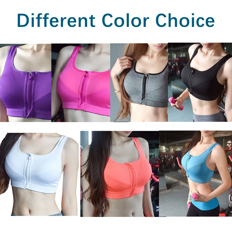 Sports Bra Women Crop Top Fitness Sportswear Bras Fitness Female Zipper Underwear Running Shockproof Bras Push Up 5XL Plus Size