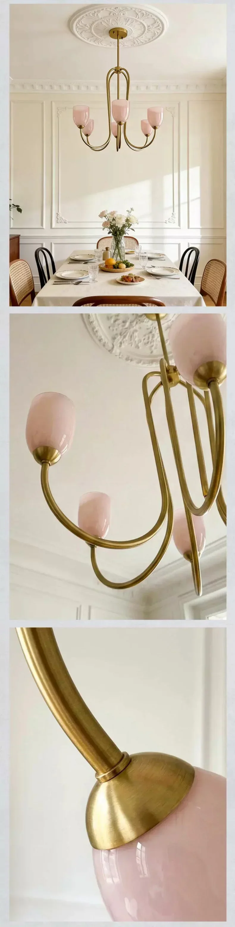 Nordic Romantic Glass E27 LED Chandelier Pink White Shades