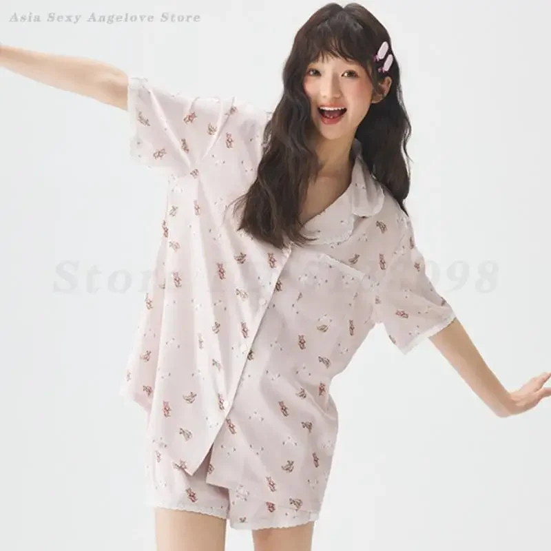

Cartoon Bear Pijama Mujer Short Sleeve Shorts Pajama Sets Summer New Pijamas De Mujer 2 Pieces Loungewear Home Clothes Sleepwear