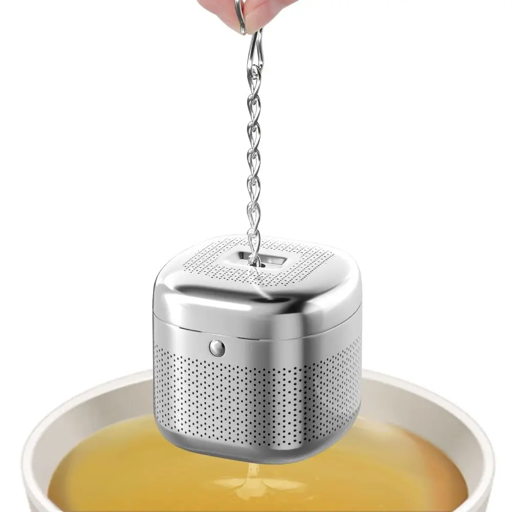 Gancho de cadena extendida, Infusor de té de acero inoxidable, bola para preparar té, malla Extra fina, filtro de malla con forma de bola más firme para té suelto