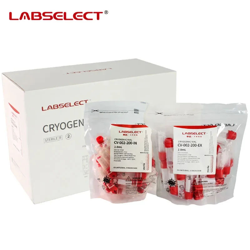 

50Pcs LABSELECT Lab PP Cell Cryopreservation Tube 2.0ml Sterilized Cryovials Tube High Temperature Explosion-proof Airtight