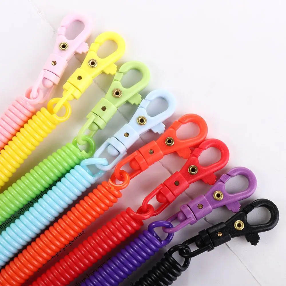 Coil Springs Keychain Stretchy Spiral Spring Coil Retractable Coil Springs Keychain With Metal Clasp Key Chain Holder Lanyard