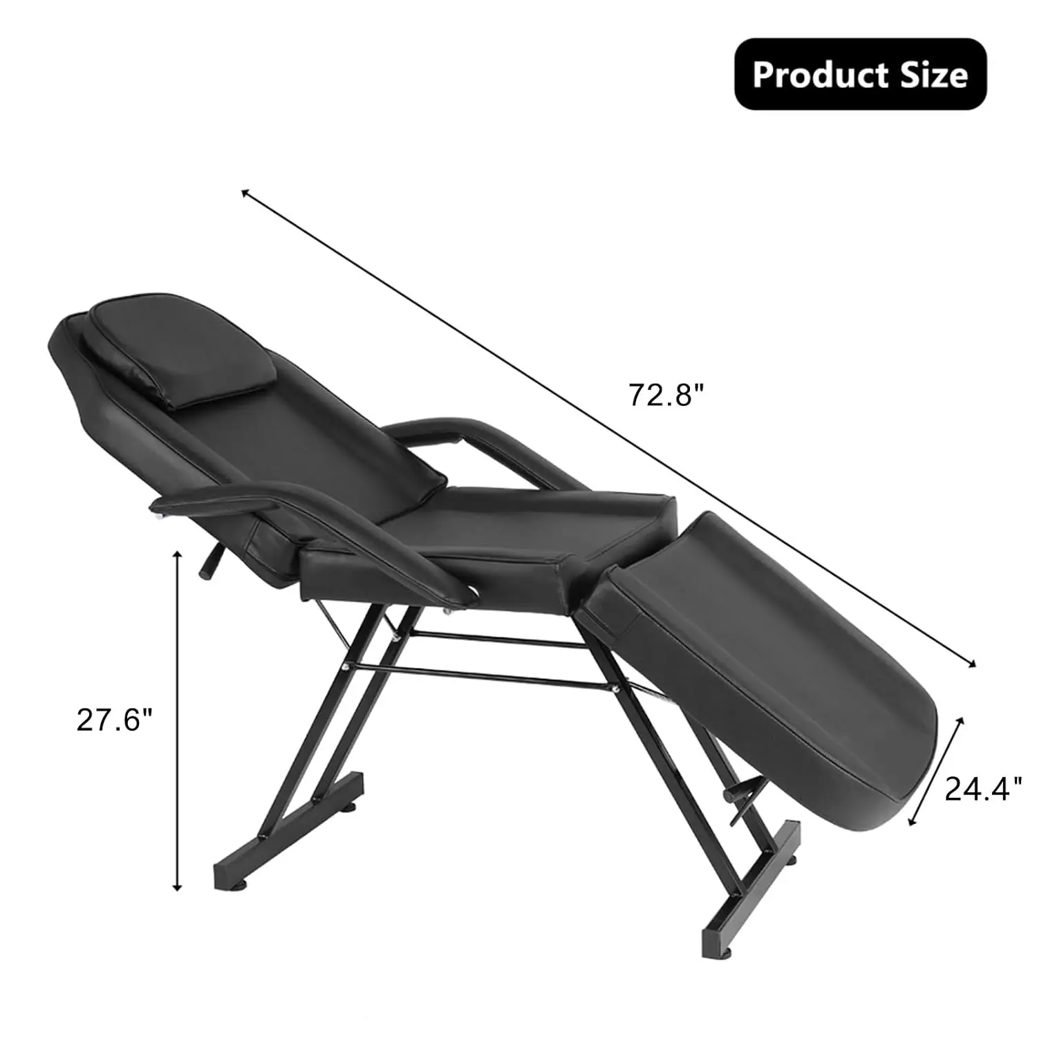 3-Section Adjustable Spa Massage Table with Hydraulic Stool & Removable Headrest for Lash Tattoo Salon Use 73