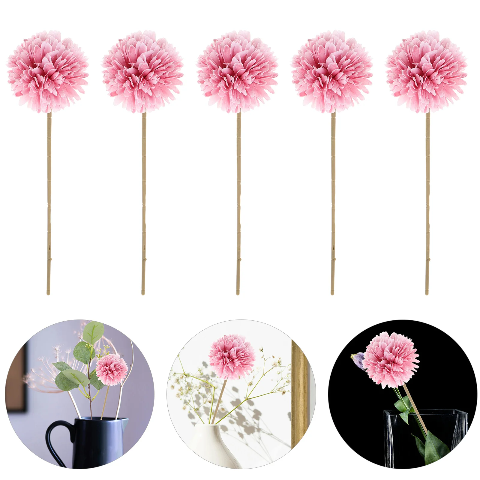 

6Pcs Artificial Dandelion Flowers Realistic Fake Bouquet for Wedding Table Centerpieces Home Decoration Photography Prop