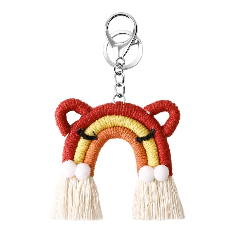 

Cute Cat Rainbow Weaving Tassel Keychain Car Keyring Holder Bag Wallet Purse Decorations