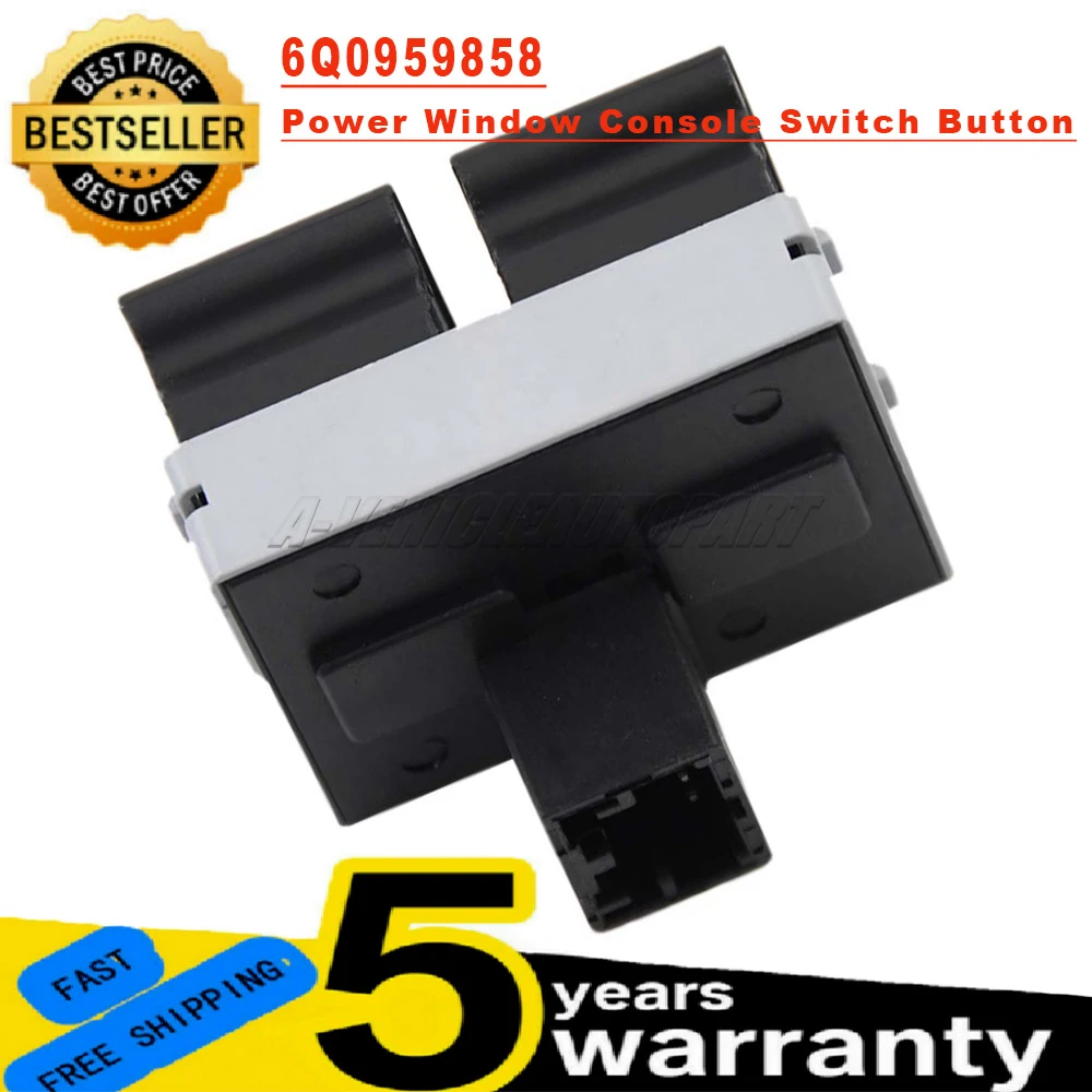 Double bouton de commutation de fenêtre électrique de voiture, VW Polo 9N 2001-2010 Seat Ibiza Cordoba 6Q0 959 858 6Q0959858