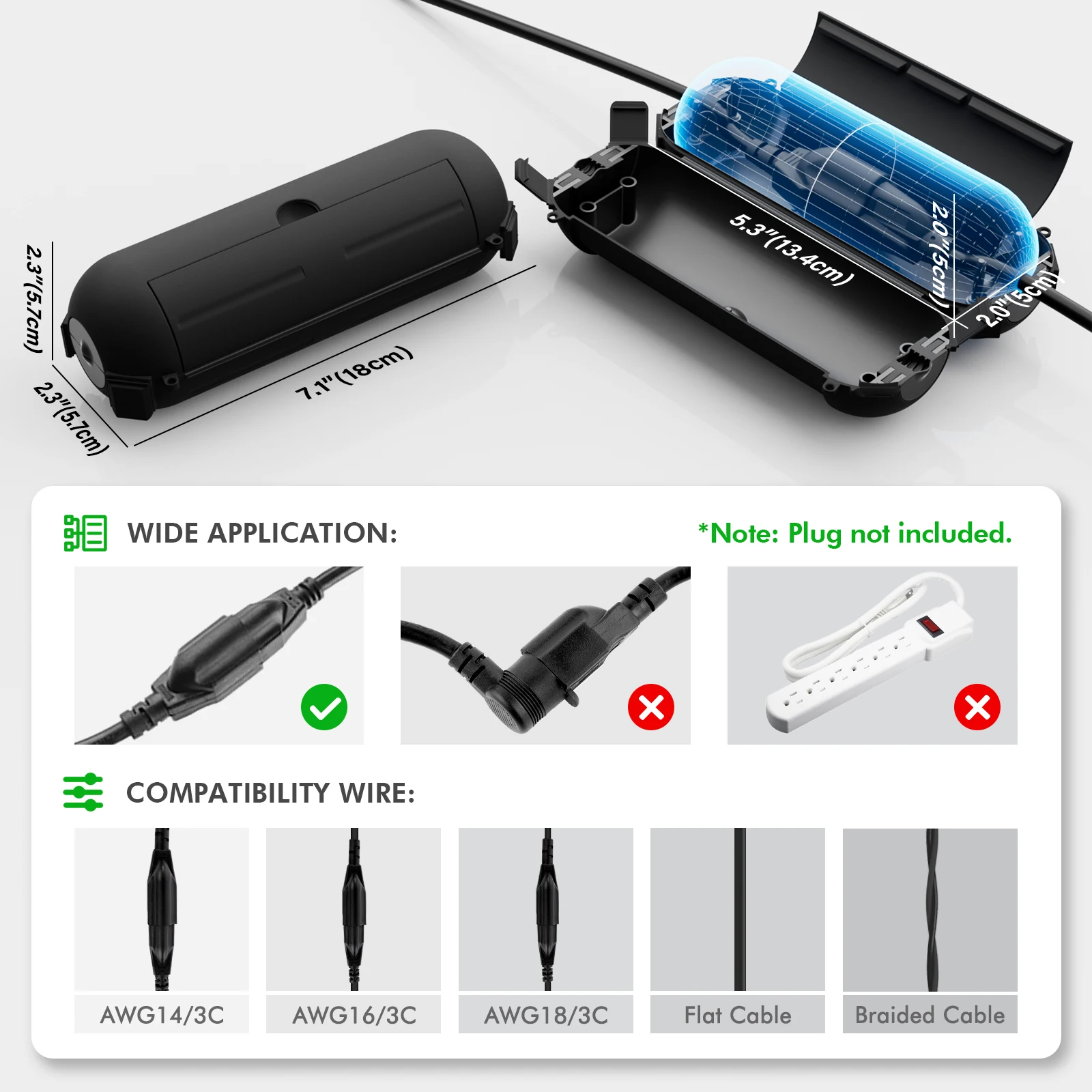 4 عبوات من صندوق توصيل خارجي صغير IP44 مقاوم للماء، غطاء أمان لسلك تمديد مقاوم للطقس للمقابس الخارجية والأضواء والكابلات