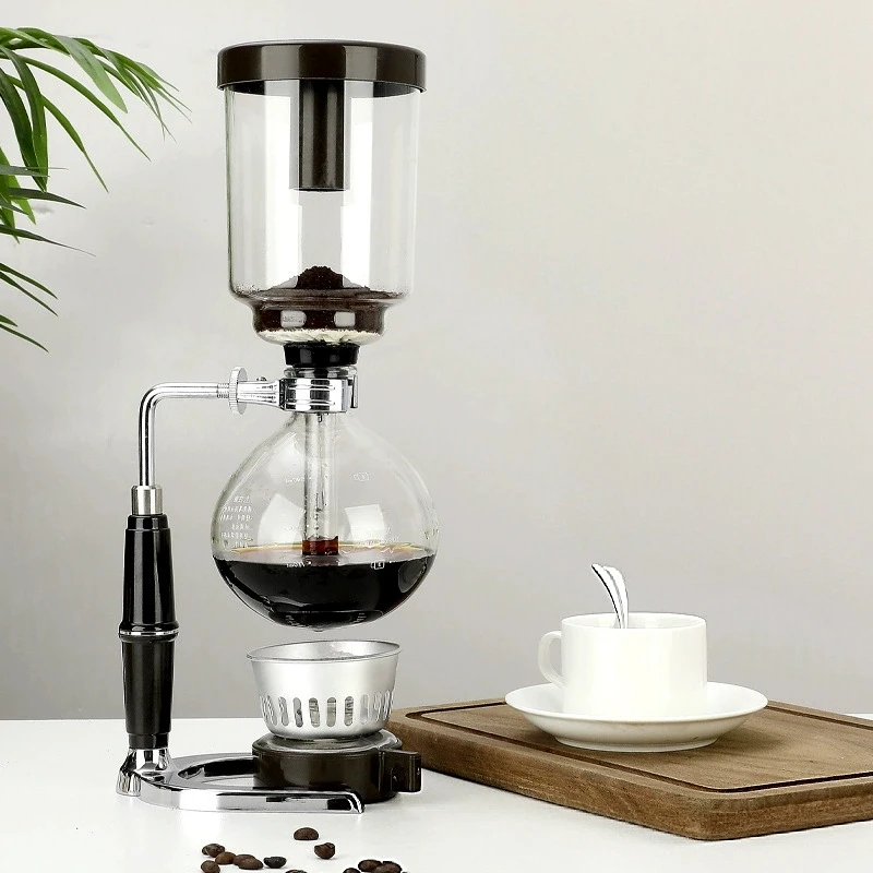High Borosilicate Glass Siphon Coffee Pot Vacuum Syphon Brewer Kettle for 2 3 5 People Home Barista Manual Coffee Maker