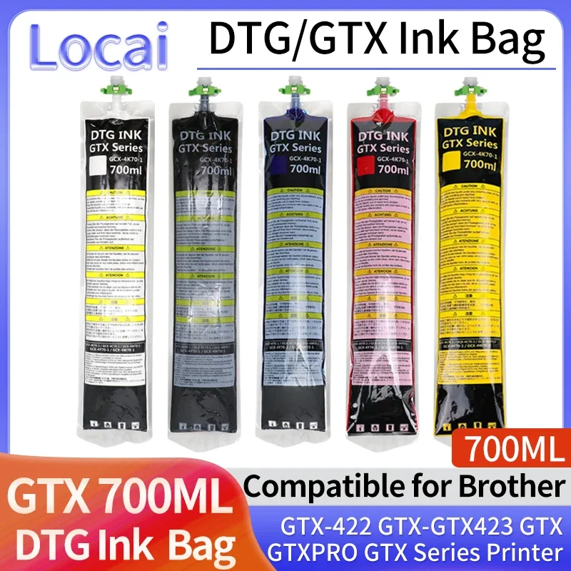 700ML/BAG FOR GTX Ink Bag With One Time Chip Textile DTG White Ink Bag For Brother GTX-422 GTX-GTX423 GTXPRO Printer GTX Series