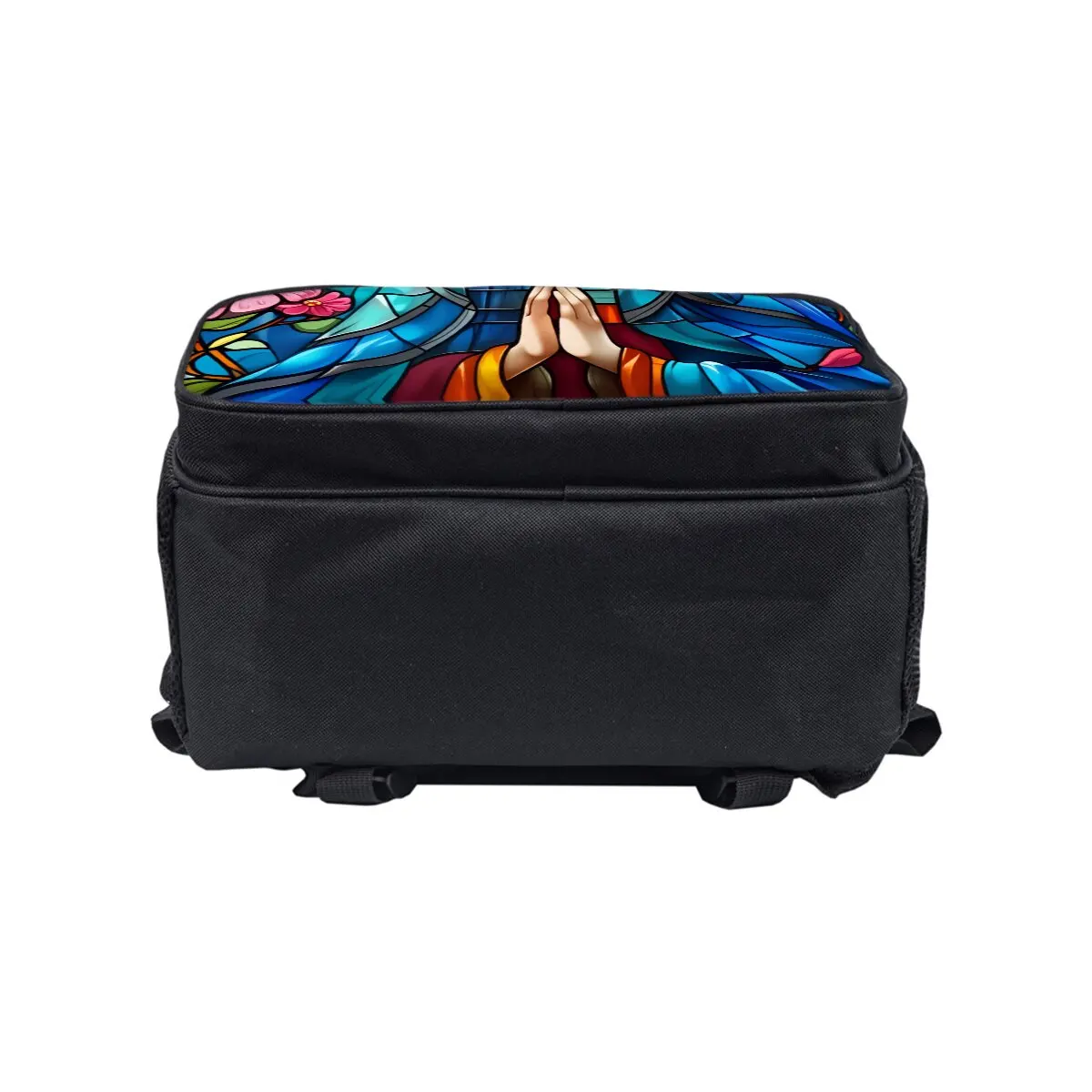 حقيبة ظهر مدرسية مطبوعة من مريم العذراء للبنين/الفتيات أفضل هدية مقاومة للماء ثلاثية الأبعاد حقيبة جيب أمامية مستديرة كرتونية للأطفال