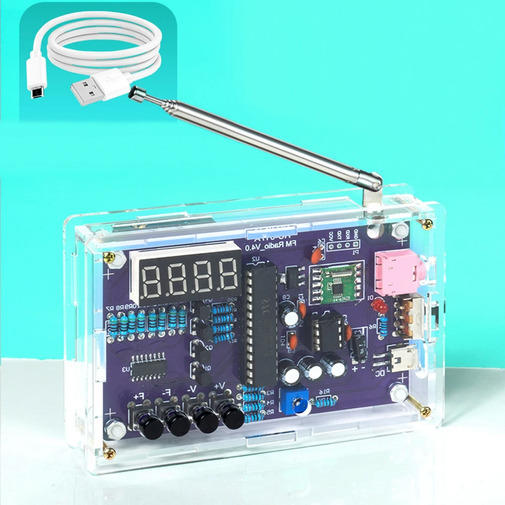 RDA5807S FM Radio Receiver Module 87-108MHz Electronic Circuit Kit With Digital Tube Display DIY Assembly For TDA2822