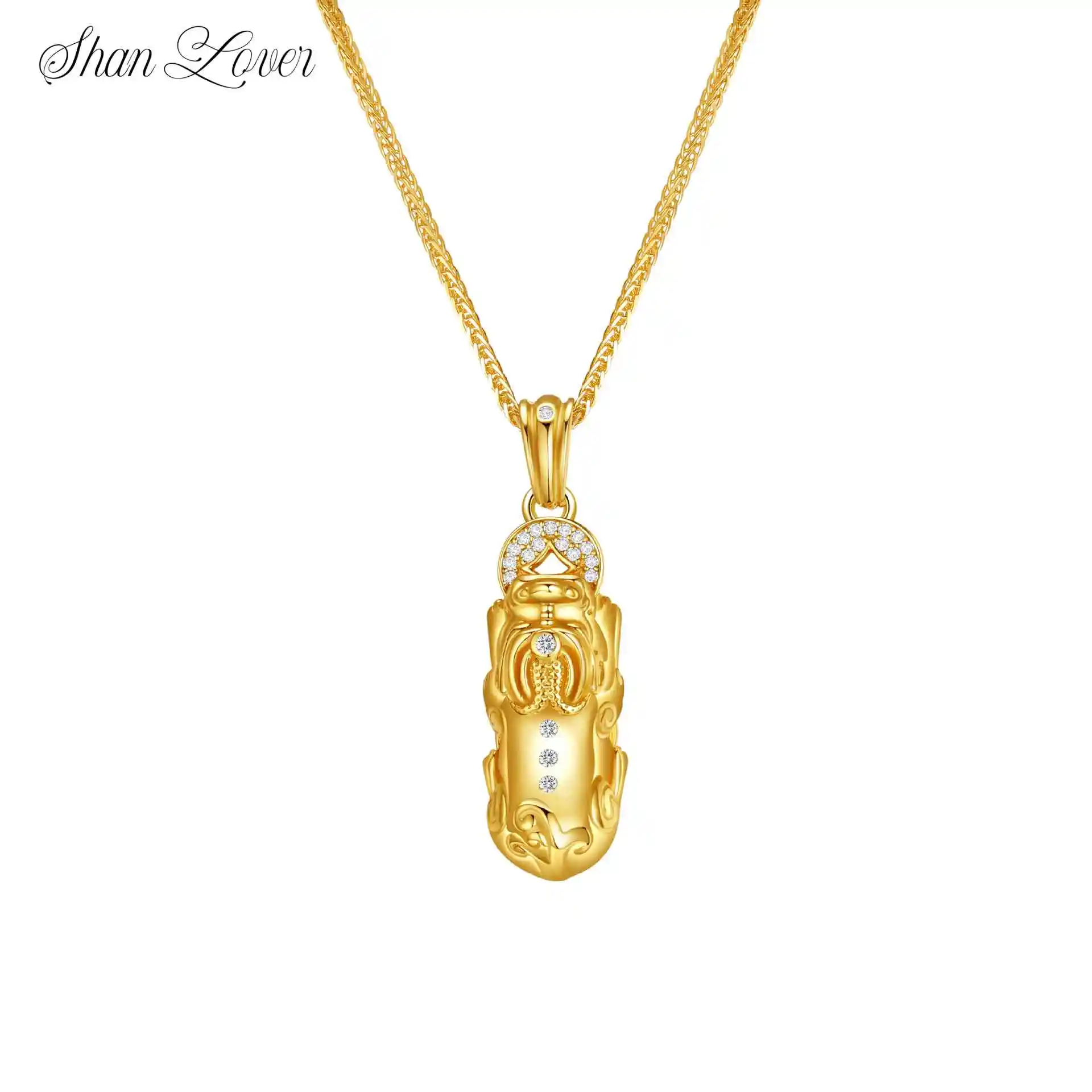 

ShanLover Brand Pixiu Style Symbolizing Wealth and Freedom S925 925 Sterling Silver Pendant Necklace 18K Gold Plating Jewelry