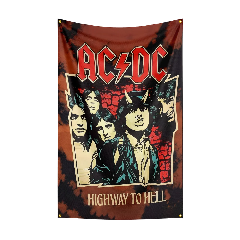 3x5 FT A-C-D-C Band Music Band Flag Custom Flags Wall Hanging Tapestry Outdoor Garage Room Decorative flag Background Blanket