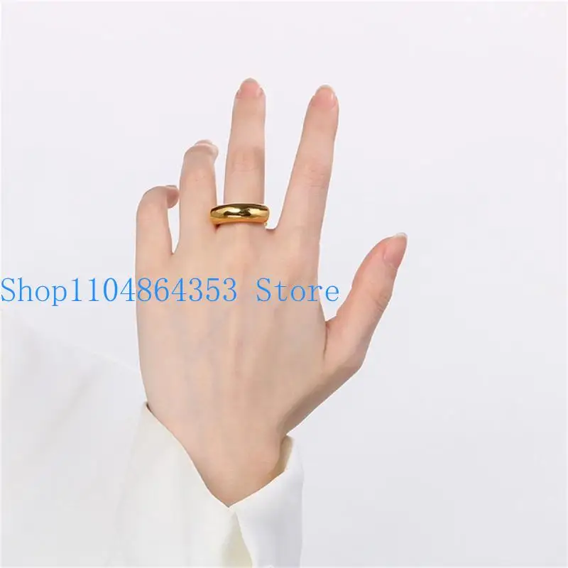 652F تصميمات فريدة من نوعها خواتم غير منتظمة خواتم ذهبية/فولاذية حديثة إكسسوارات مناسبة للمناسبات غير الرسمية أو الخاصة #4