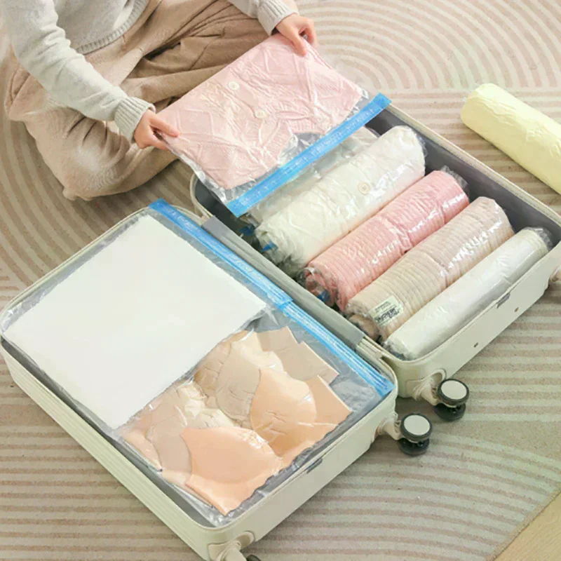Need Air Pump Travel Roll-Up Compression Bags Reusable Vacuum Storage Bag Saves 80% Of Storage Space Roll-Up Compression No