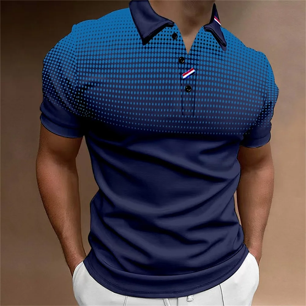 High Quality Men\'s Polo Shirt 2023 New Stripes Short Sleeve T-shirts Casual Business Button Tops Tees Summer Clothing For Boys