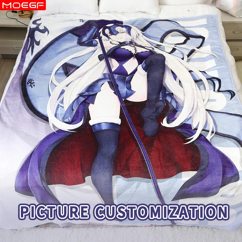 Rest Room Flannel Bedsheet, FGO Anime Soft Blanket, Fate Grand Order Alter Jeanne d'Arc, 150x220cm