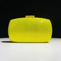 High End Luxury Rhinestone Handbag Women Fashion Formal Wedding Party Evening Bags Elegant Diamond Yellow Bling Clutch Bolso