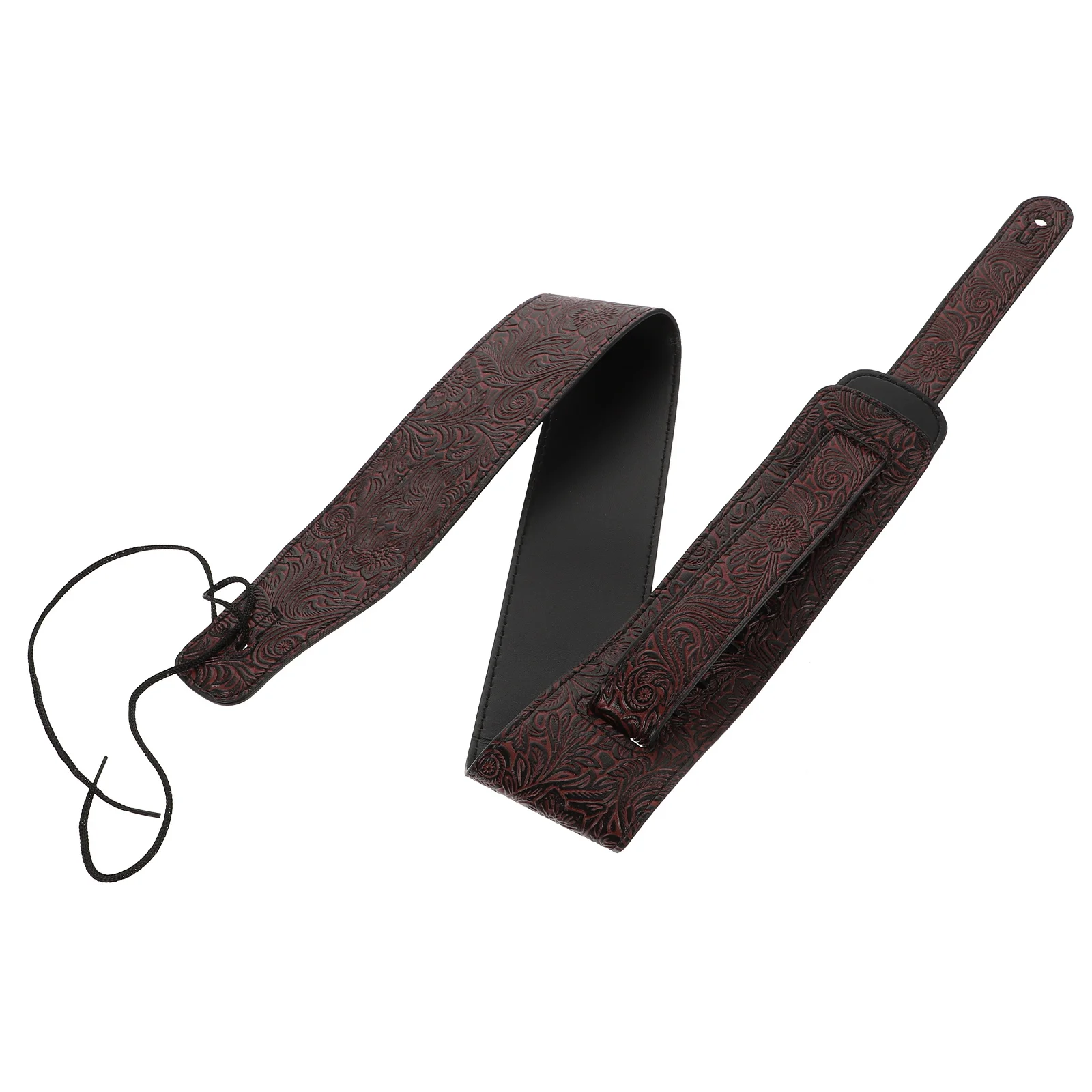 

1 pc Dark Red Pu Guitar Strap Portable Durable For Electric Bass Lightweight Instrument Lanyard Sturdy Stringed Strap