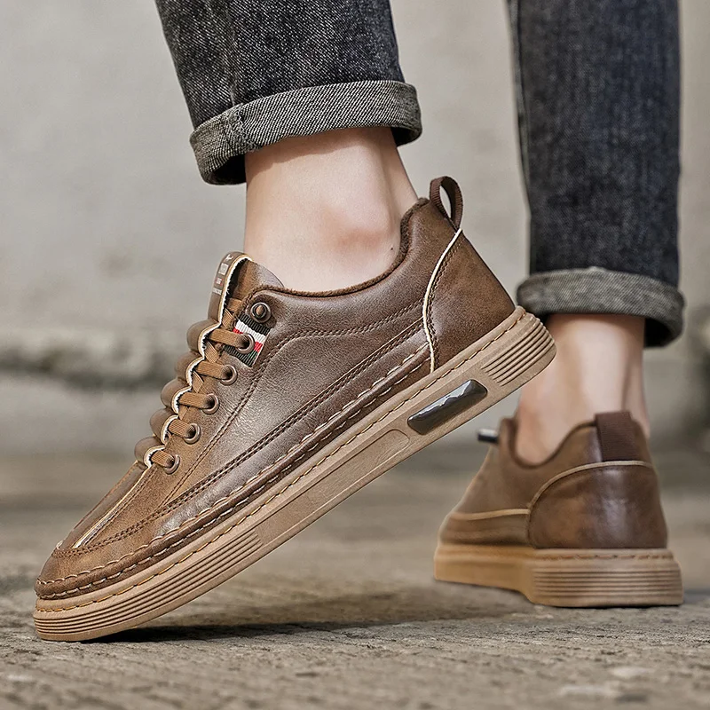 New Trendy Men's Casual Shoes Simple Men's Retro Genuine Leather Shoes Elegant Formal Commuter Work Shoes Loafers Size 39-44