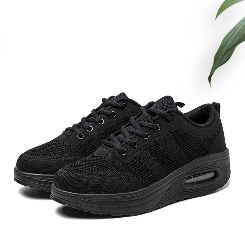 Shoes for Women 2022 New Spring Fashion Solid Color Casual Shoes Black Sneakers Lace-up Round Head Platform Shoes Zapatos Mujer