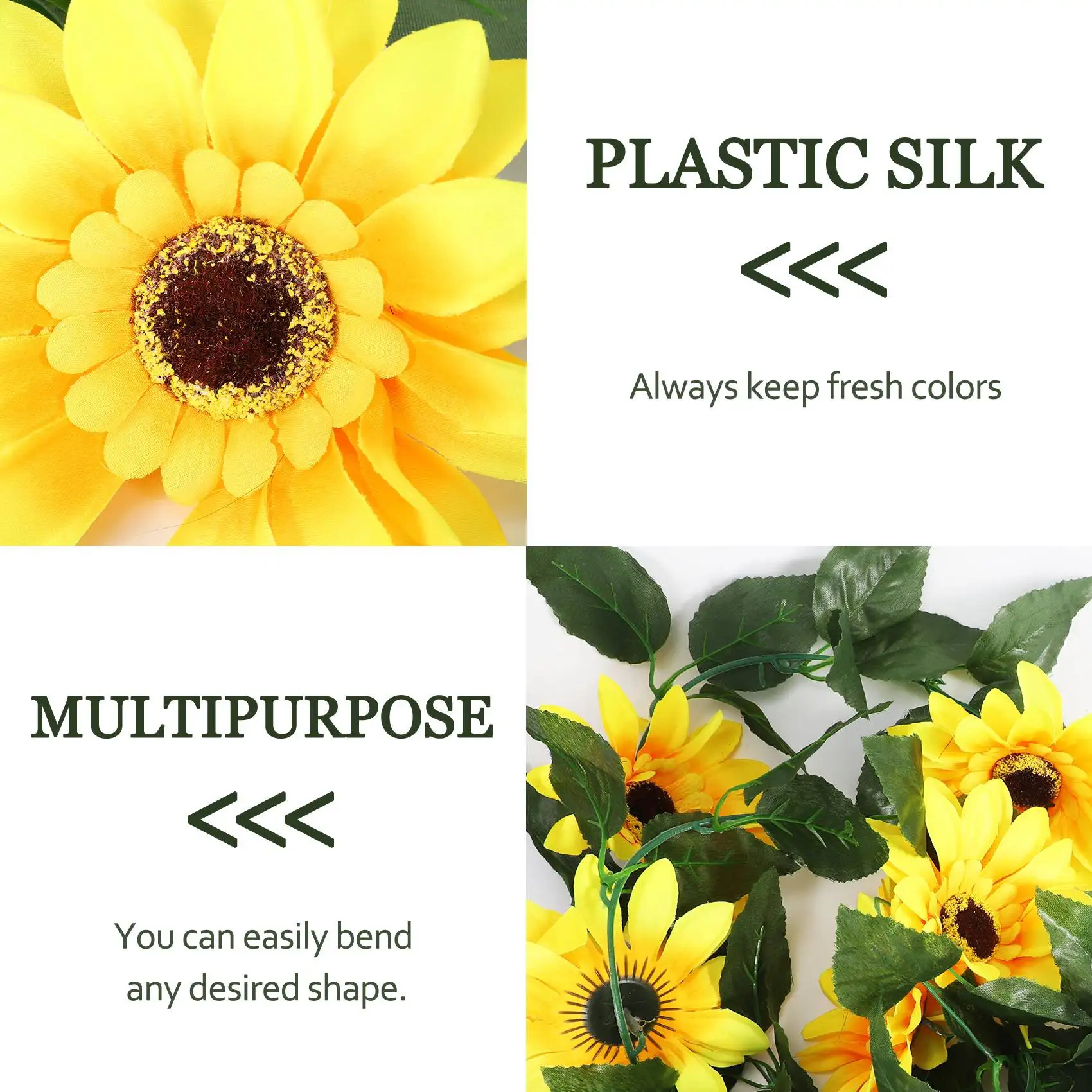 2Pcs Sunflower Garland Artificial Flowers Vine Fake Silk Sun Flowers Hanging Vines for Balcony Garden Wedding Decoration