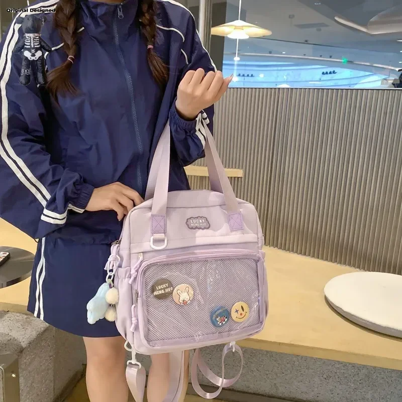 

Y2K Cute Bow Ita Bags Girl Transparent Messenger Bag Women Big Display Shoulder Crossbody Bag DIY Tote Lolita Handbag
