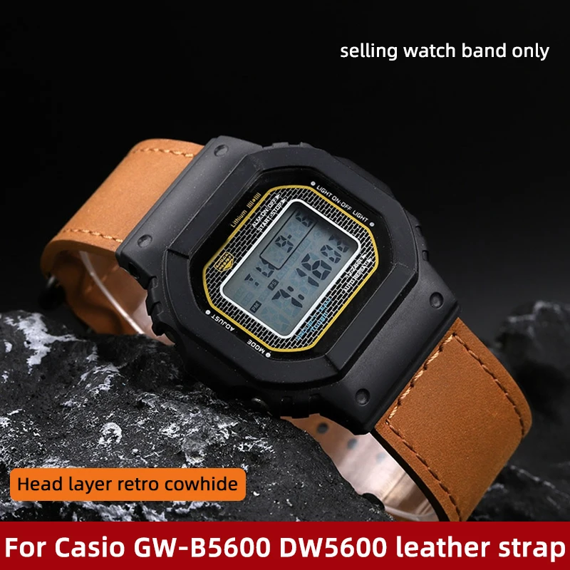 

Genuine leather watch strap For G-SHOCK Casio small square DW5600/5610 GW-B5600 GM5600 vintage cowhide strap bracelet 16mm