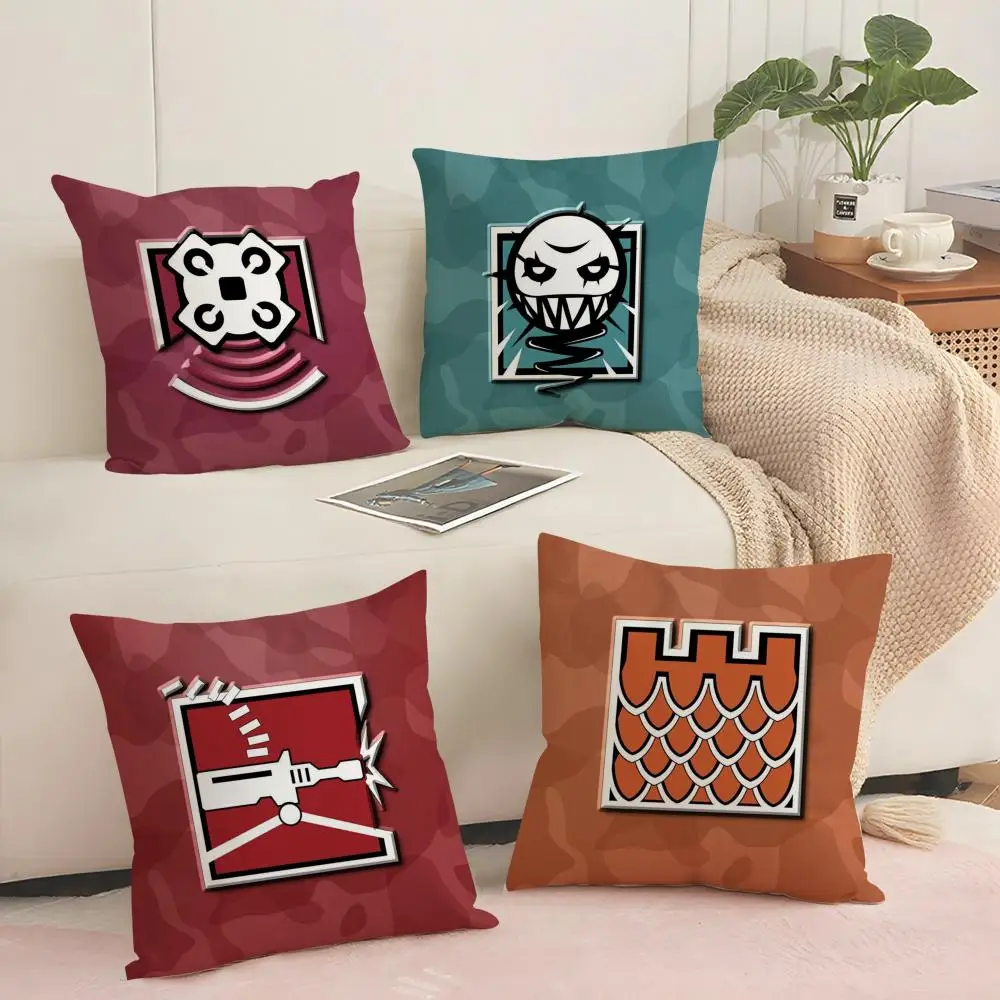 R-Rainbow Six S-Siege Cushion Cover Soft Short Plush Pillow Cover Smooth Cozy Texture Aesthetic Cushion Case Home Decor