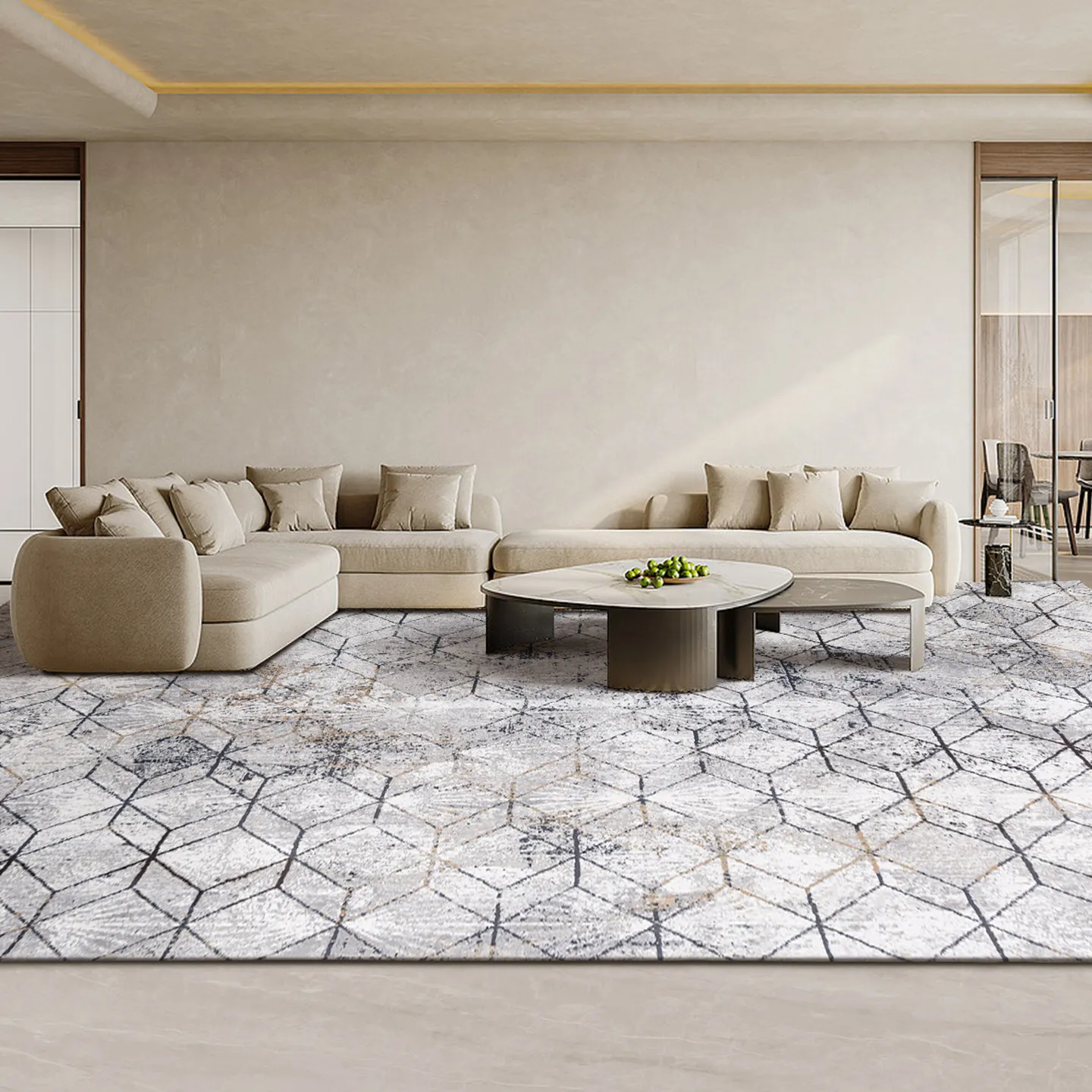 Nordic Simple Geometric Living Room Carpet Turkey Sytle Thick Sofa Table Floor Mat High-end Light Luxury Area Rug for Bedroom