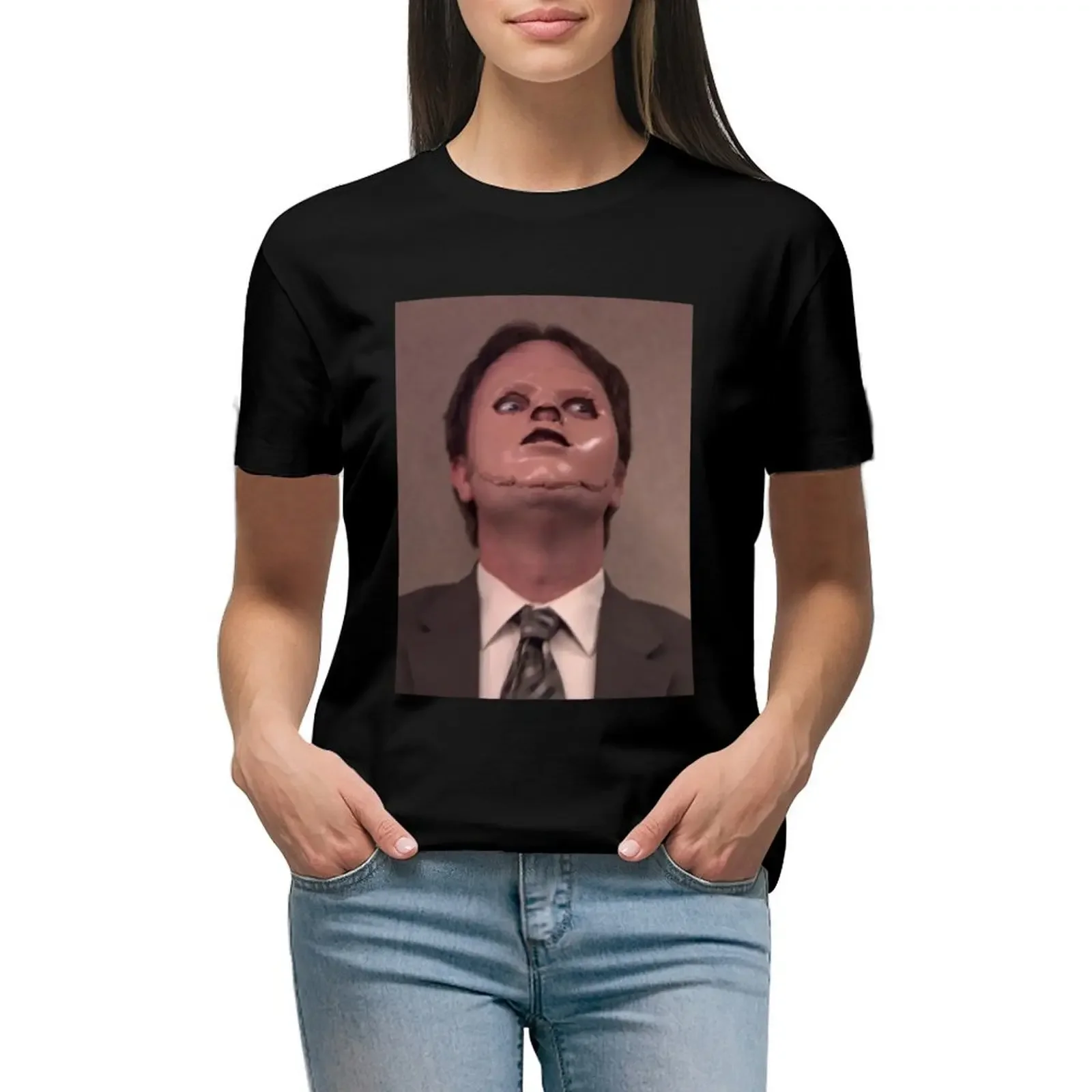 

THE OFFICE DWIGHT MASK FIRST AID FAIL CPR T-Shirt vintage customizeds quick-drying summer tops Women t shirt