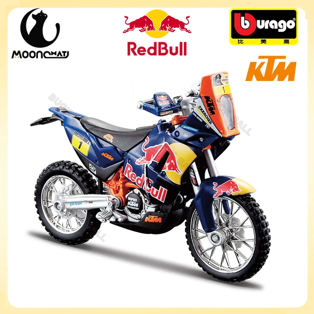 Bburago-modelo de bicicleta de Rally para niños, 1:18 2018 Red Bull Ktm 450 sk-f Rally Moto de aleación en miniatura, modelo fundido a presión, juguetes para niños, regalo