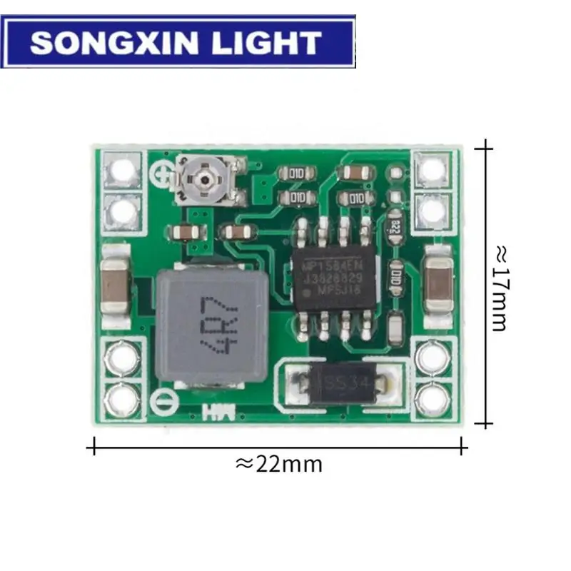 SAMIROB MP1584EN Módulo de fuente de alimentación reductor de DC-DC de tamaño ultrapequeño módulo reductor ajustable 3A super LM2596 XM1584
