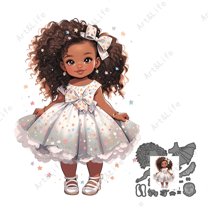 2024 Cute Doll Black Girl New Scrapbooking Cutting Dies Baby Stencils For DIY Paper Cards Embossing Cut Die Decorative Craft