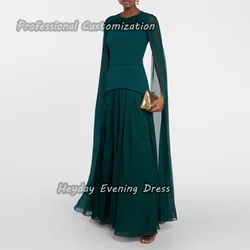 Heyday السعودية O-Neck Crepe Party Dress Sexy A-Line Short Sleeves Ruffle Floor Length Elegant Dress For luxurious Woman 2024