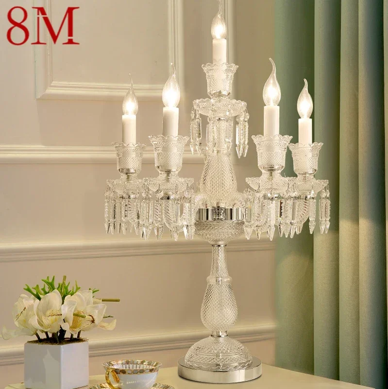 8M European Style Crystal Table Lamp Candle Lamp Luxurious Living Room Restaurant  Bedroom Villa Wedding Desk Lamp