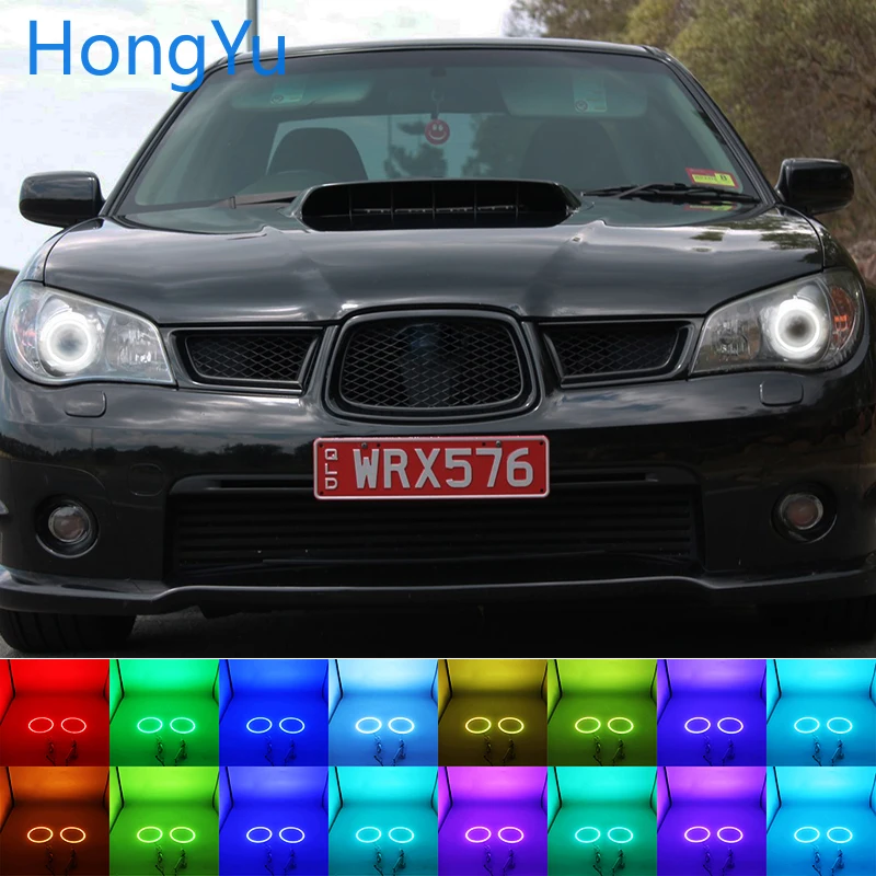 Latest Headlight Multi-color RGB LED Angel Eyes  Ring Eye DRL RF Remote Control for Subaru Impreza 2006 2007 Accessories