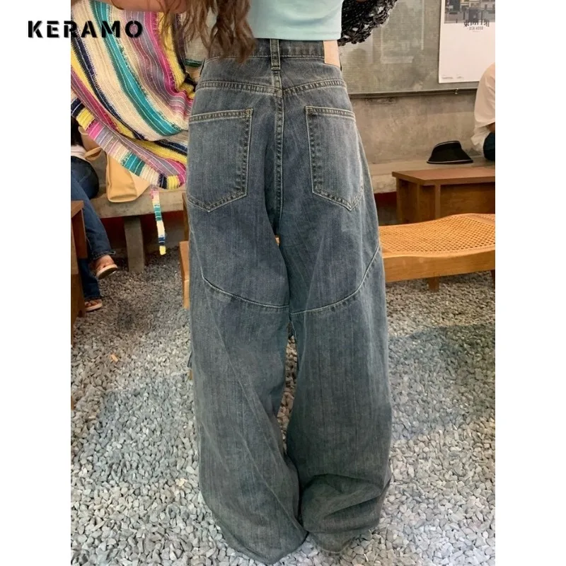 Imagem -04 - Calças Jeans Largas de Perna Larga Feminina Jeans Solto de Cintura Alta Retrô Estilo Casual Vintage Moda Harajuku Moda Primavera 2024