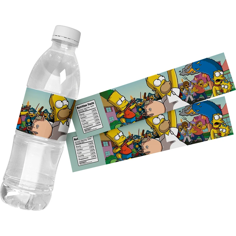 24pcs Simpsons Theme Water Bottle self-adhesive Stickers Kids Birthday Party Decoration Supplies Water Bottle Labels Stickers