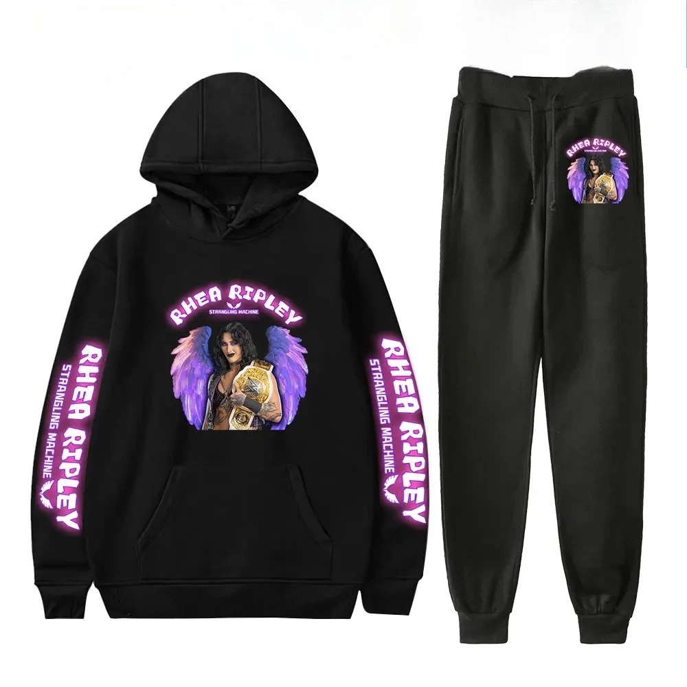 

Rhea Ripley Merch Мужской комплект спортивной одежды Повседневный спортивный костюм Комплект из двух предметов Толстовка + спортивные штаны