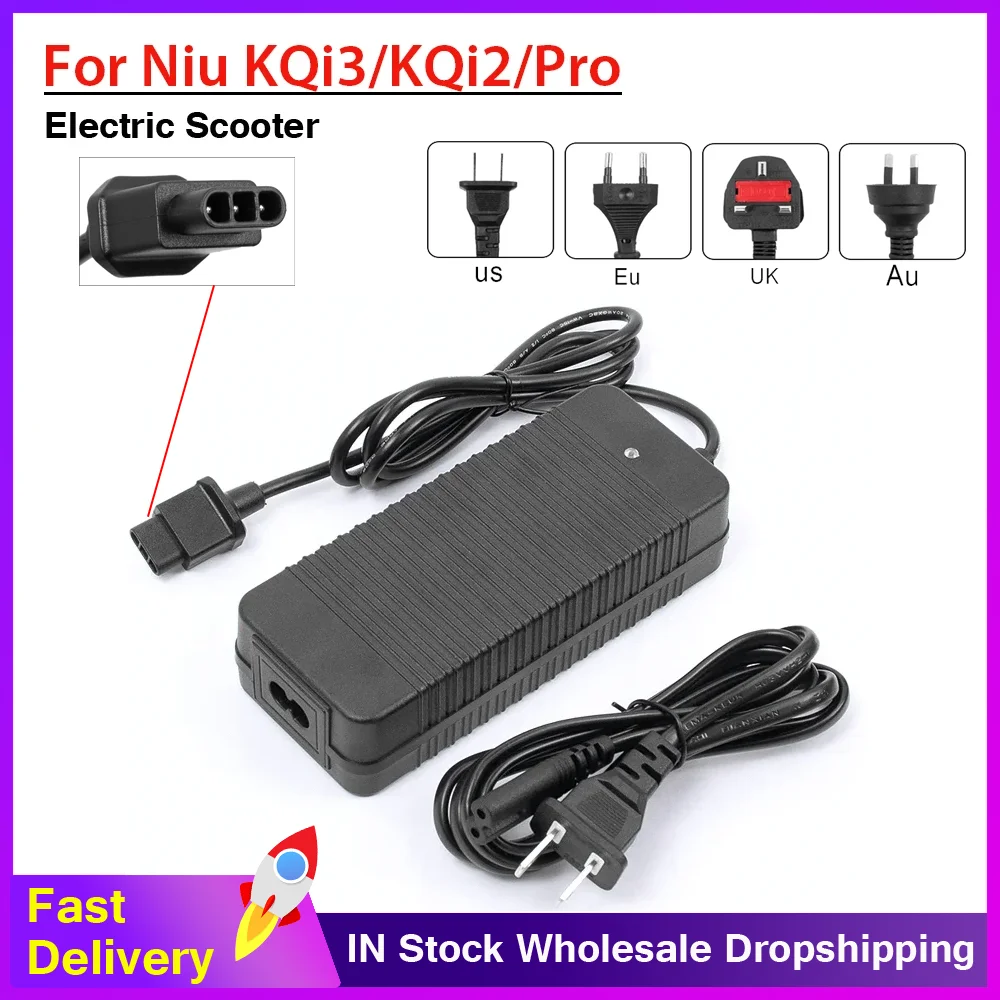 Cargador de batería de 53,5 V 2A para NIU KQi1 Pro/Sport y KQi2 Pro/ KQi3 Pro/Sport/ Max piezas de adaptador de corriente de carga para patinete eléctrico