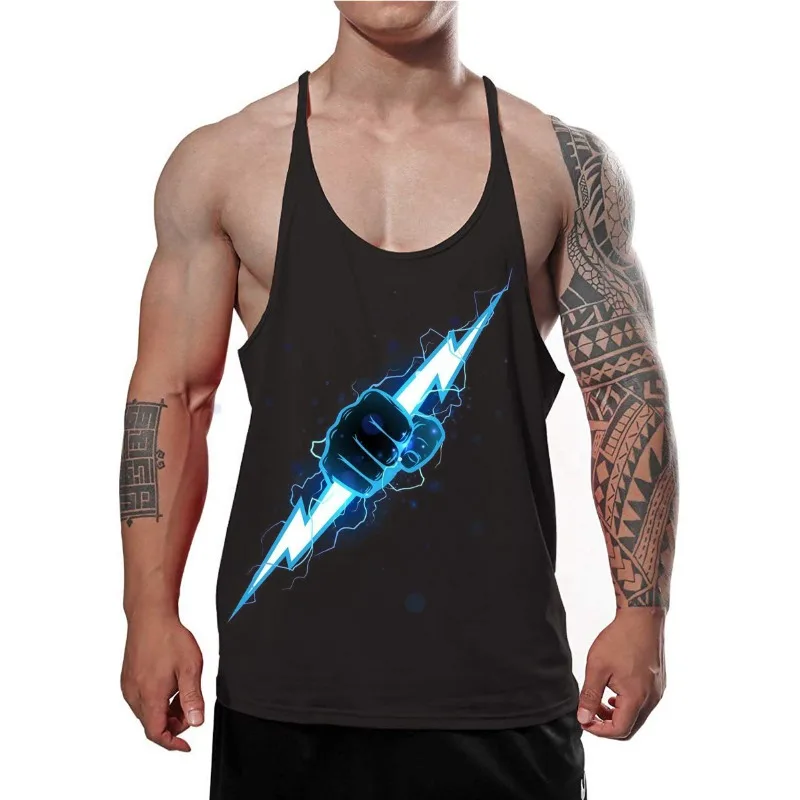 

GYM Tank Tops Summer Men’s Thor Print Fitness Clothing 100％ Cotton Breathable I-shaped Vest Sleeveless Sweatshirt Outdoor Tops