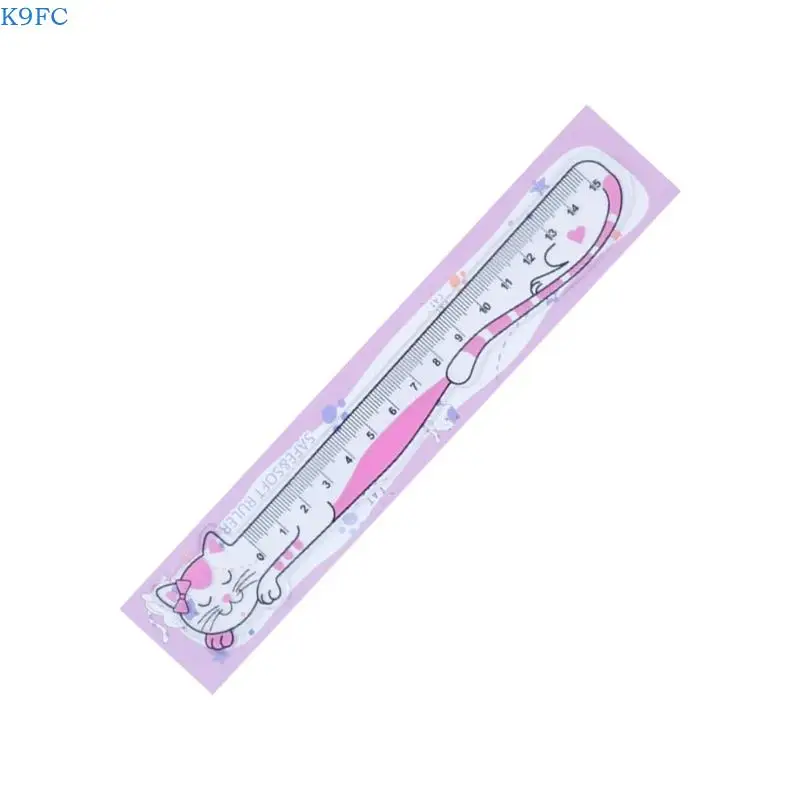 K9FC 15 Rigno dritto Soft Ruler con Adorabile Gatto Roling FORNITÀ SCUOLA STRUMENTO MISURA PER I
