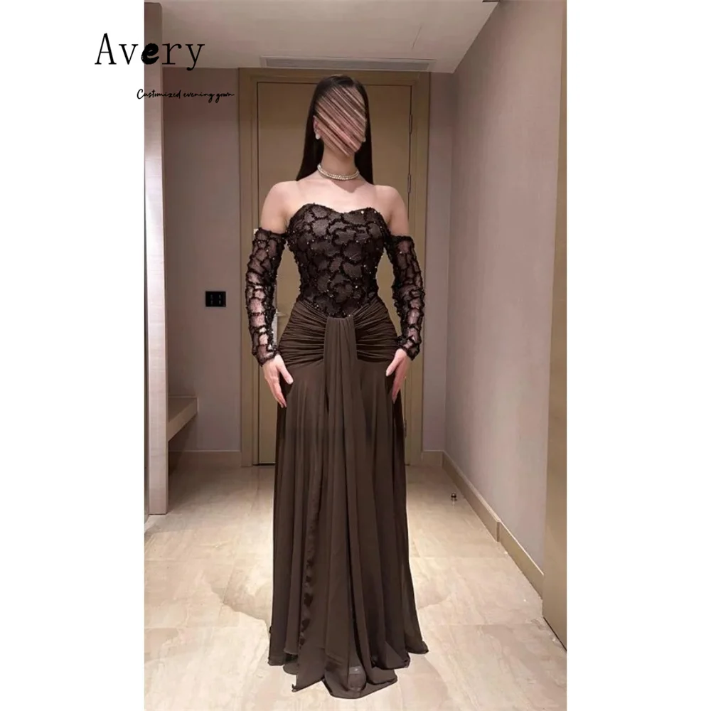

Изысканное вечернее платье Avery с вышивкой, открытыми плечами и декором «рыбий хвост», для свадеб и торжеств, длинное, элегантное