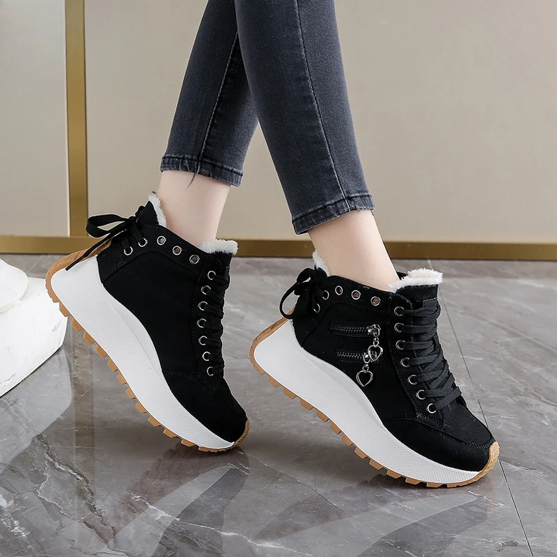 

High-Top Casual Round-Toe Women's Shoes Thick-Heeled Street-Style Summer Autumn New Arrival EVA Insole Net-Mesh Footwear