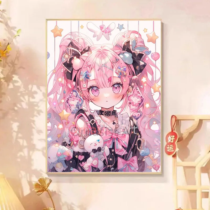 100% الجنية الغبار الماس اللوحة 2025 جديد الكرتون فتاة كامل كريستال فسيفساء التطريز 5d Diy بها بنفسك عبر الابره عدة ديكور المنزل هدية